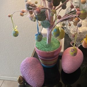 Easter tree decorated sugar coat eggs